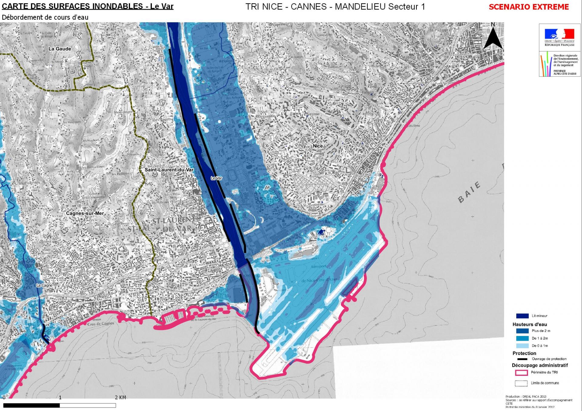 carte-surfaces-inondables-Le Var-TRI-Nice-Cannes-Mandelieu-2013-DREAL Paca